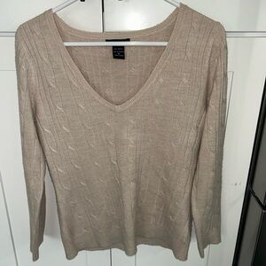 New York & Company Beige Cable Knit Sweater